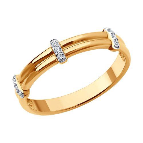 Кольцо декоративное Sokolov и Diamant, красное золото 585 проба, вставка фианит (Sokolov и Diamant, Россия)