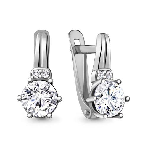 Серьги с английским замком Aquamarine,  серебро 925 проба, вставка фианит (Aquamarine, Россия)