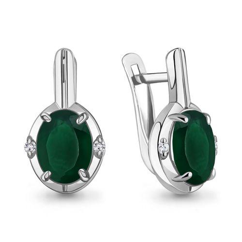 Серьги с английским замком Aquamarine,  серебро 925 проба, вставка фианит (Aquamarine, Россия)