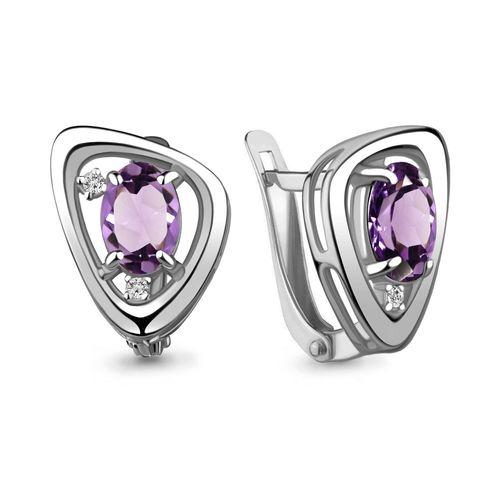 Серьги с английским замком Aquamarine,  серебро 925 проба, вставка фианит (Aquamarine, Россия)