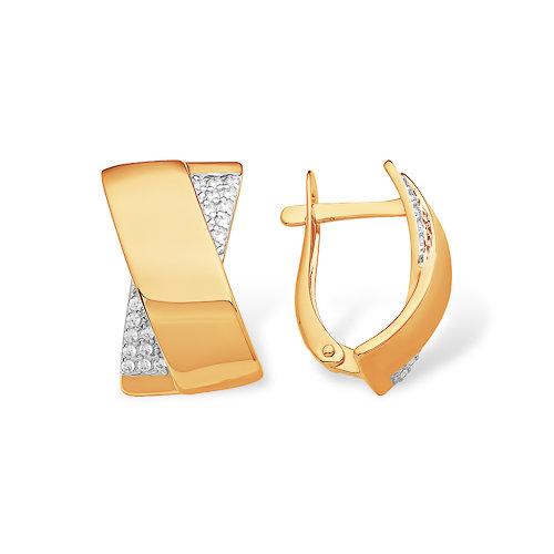 Серьги с английским замком 7 Карат, красное золото 585 проба, вставка фианит (7 Карат, Беларусь)