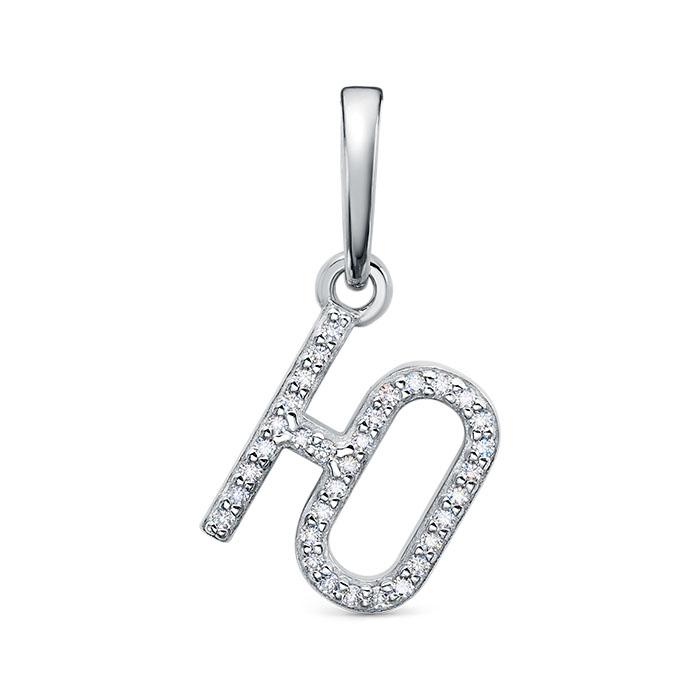 Подвеска буква,  серебро 925 проба, вставка фианит (Россия)