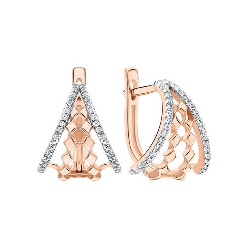Серьги с английским замком SANIS,  золото 585 проба, вставка фианит (SANIS, Россия)