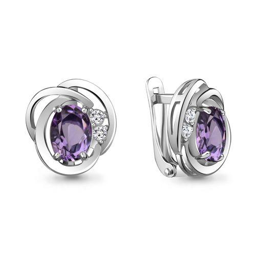 Серьги с английским замком Aquamarine,  серебро 925 проба, вставка фианит (Aquamarine, Россия)