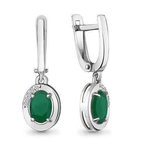 Серьги длинные Aquamarine,  серебро 925 проба, вставка фианит (Aquamarine, Россия)