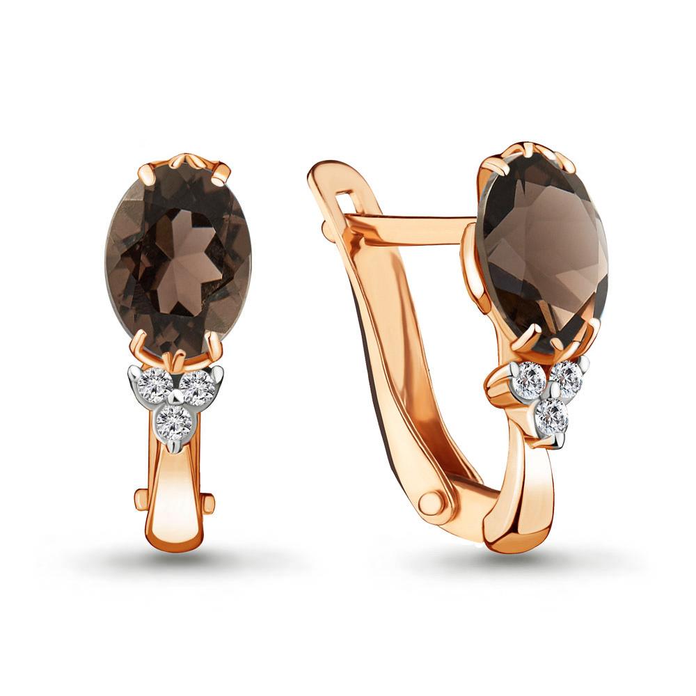 Серьги с английским замком Aquamarine,  серебро 925 проба, вставка фианит (Aquamarine, Россия)