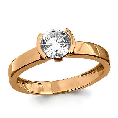 Кольцо помолвочное Aquamarine, красное золото 585 проба, вставка фианит (Aquamarine, Россия)