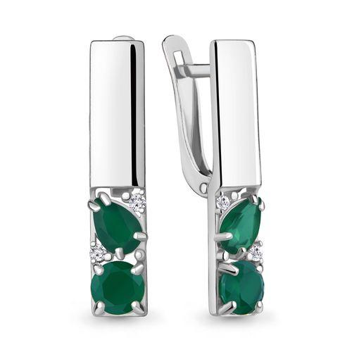 Серьги длинные Aquamarine,  серебро 925 проба, вставка фианит (Aquamarine, Россия)