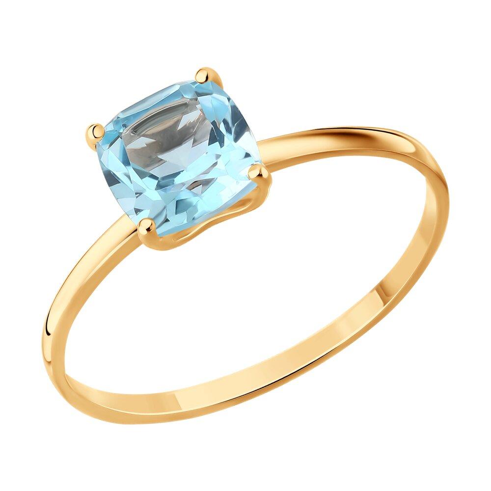 Кольцо декоративное, красное золото 585 проба, вставка топаз (Россия)