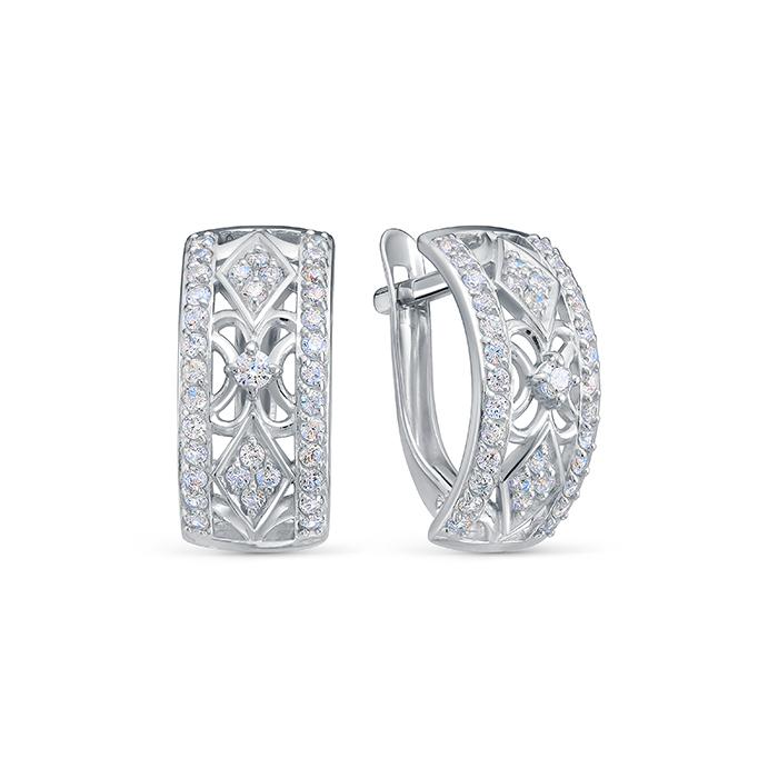 Серьги с английским замком Zlato,  серебро 925 проба, вставка фианит (Zlato, Россия)