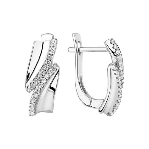 Серьги с английским замком JUVEDEL,  серебро 925 проба, вставка фианит (JUVEDEL, Россия)