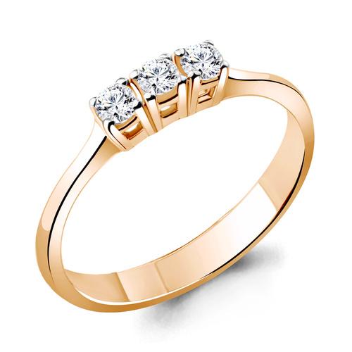 Кольцо помолвочное Aquamarine, красное золото 585 проба, вставка бриллиант (Aquamarine, Россия)