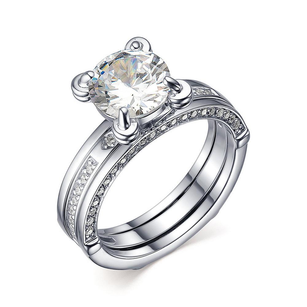 Кольцо декоративное,  серебро 925 проба, вставка муассанит (Россия)