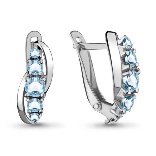 Серьги с английским замком Aquamarine,  серебро 925 проба, вставка топаз (Aquamarine, Россия)
