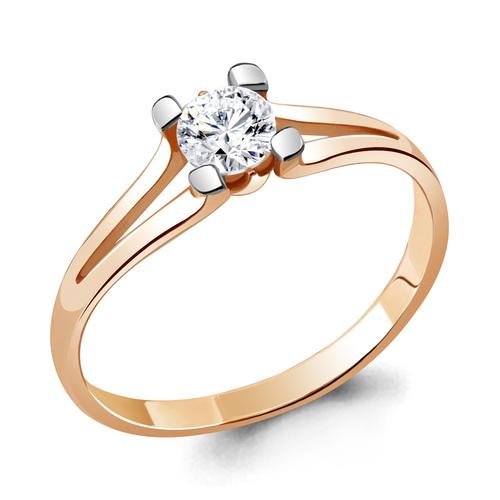 Кольцо декоративное Aquamarine, красное золото 585 проба, вставка фианит (Aquamarine, Россия)