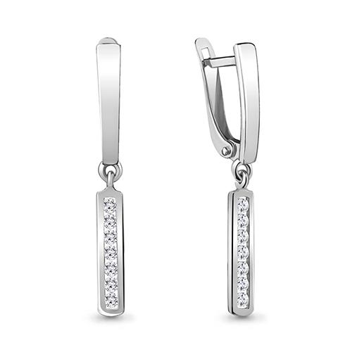 Серьги длинные Aquamarine,  серебро 925 проба, вставка фианит (Aquamarine, Россия)