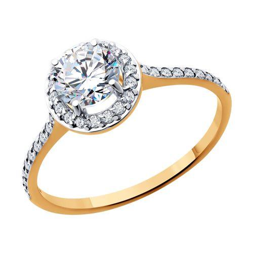 Кольцо помолвочное Sokolov и Diamant, красное золото 585 проба, вставка фианит (Sokolov и Diamant, Россия)