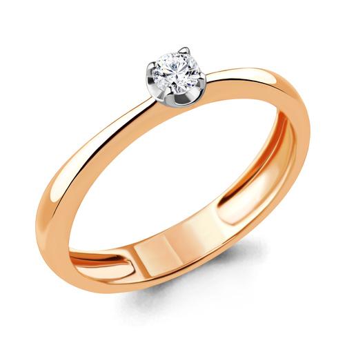 Кольцо помолвочное Aquamarine, красное золото 585 проба, вставка бриллиант (Aquamarine, Россия)