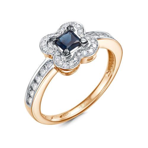 Кольцо декоративное RoseGrace, красное золото 585 проба, вставка сапфир