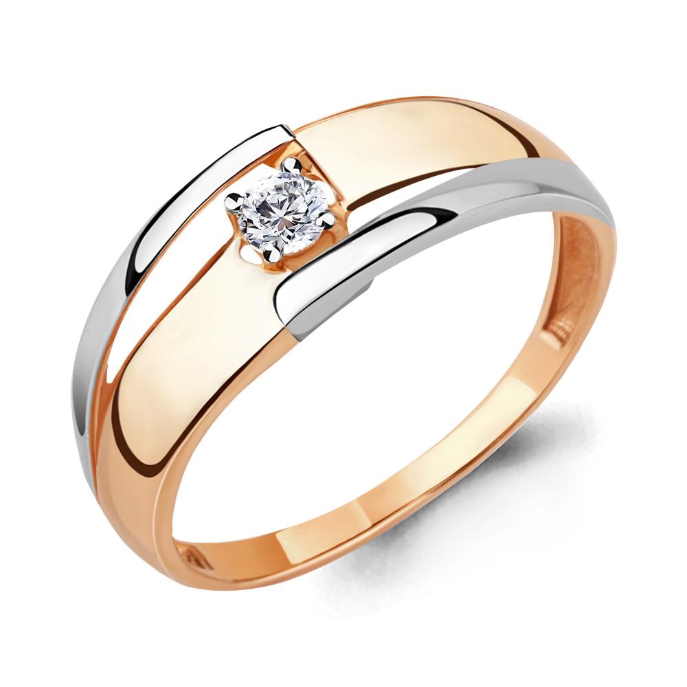 Кольцо декоративное Aquamarine, красное золото 585 проба, вставка фианит (Aquamarine, Россия)