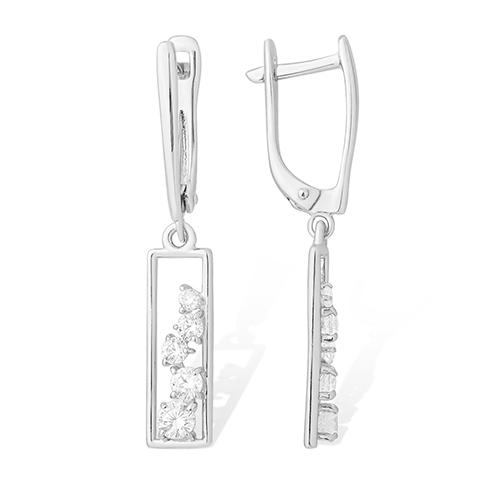 Серьги длинные Efremov,  серебро 925 проба, вставка фианит (Efremov, Россия)