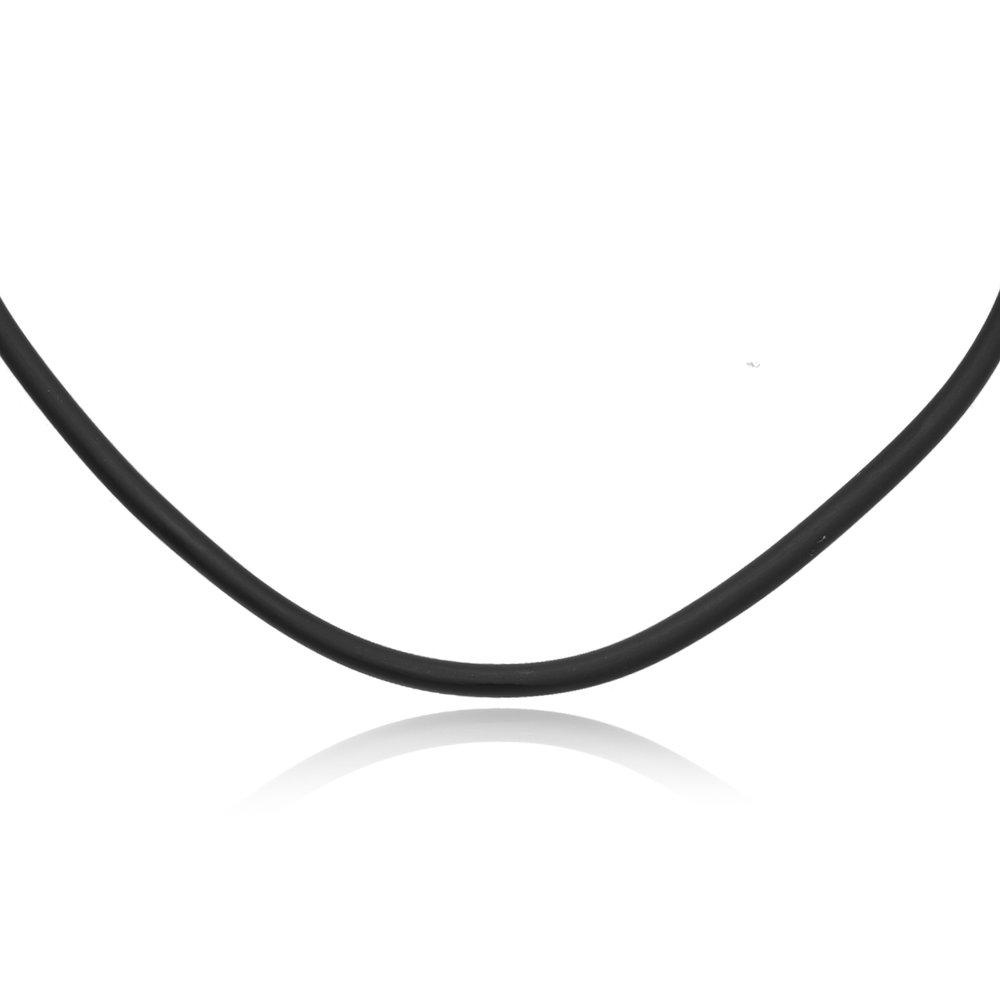 Колье Шнурок,  серебро 925 проба, вставка каучук