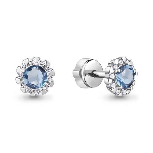 Серьги пусеты Aquamarine,  серебро 925 проба, вставка фианит