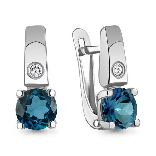 Серьги с английским замком Aquamarine,  серебро 925 проба, вставка фианит