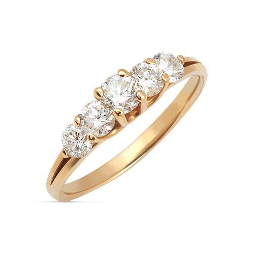 Кольцо помолвочное Кристалл, красное золото 585 проба, вставка бриллиант