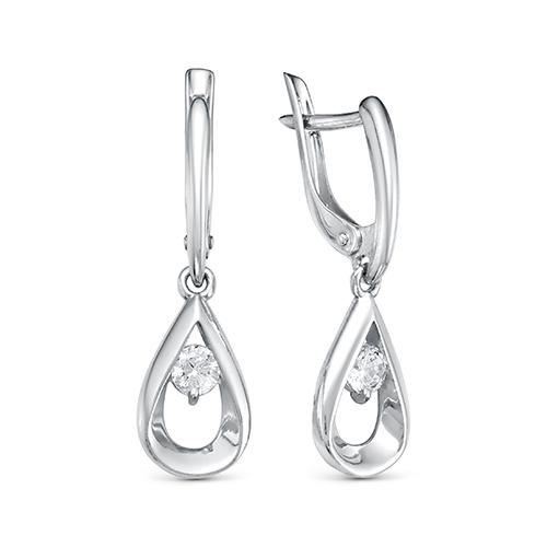 Серьги длинные Zlato,  серебро 925 проба, вставка фианит (Zlato, Россия)