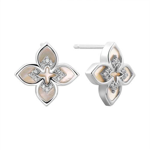 Серьги с итальянским замком Fresh Jewellery,  серебро 925 проба, вставка перламутр