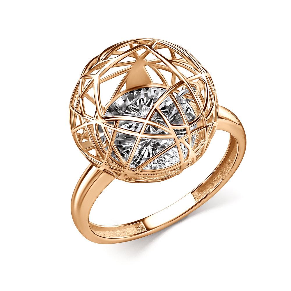 Кольцо декоративное Grigoriev, красное золото 585 проба, вставка бриллиант