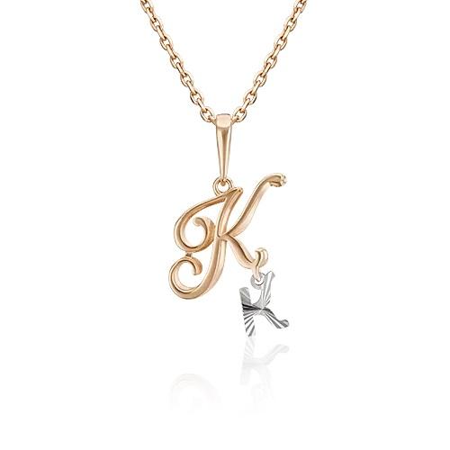 Подвеска буква Platina Jewelry, красное золото 585 проба