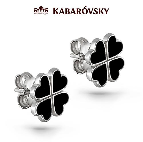 Серьги пусеты KABAROVSKY,  серебро 925 проба, вставка эмаль (KABAROVSKY, Россия)