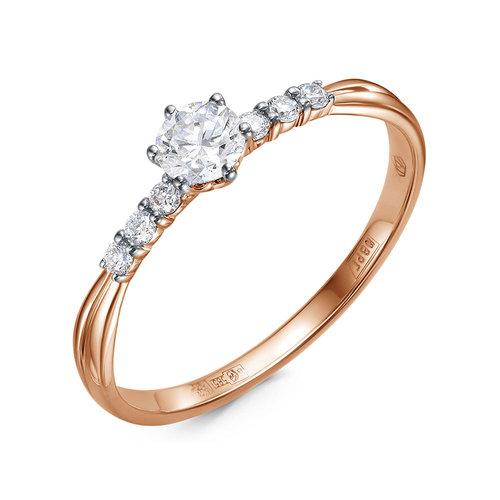 Кольцо помолвочное RoseGrace, красное золото 585 проба, вставка бриллиант