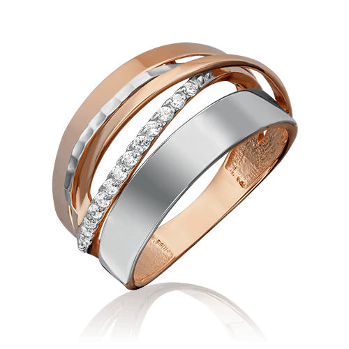 Кольцо декоративное Platina Jewellery, красное золото 585 проба, вставка фианит