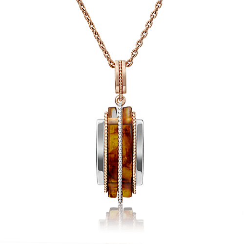 Подвеска декоративная Platina Jewelry, красное золото 585 проба, вставка янтарь