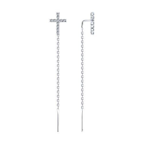 Серьги длинные SOKOLOV,  серебро 925 проба, вставка фианит