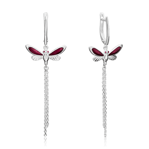 Серьги длинные Platina Jewellery,  серебро 925 проба, вставка эмаль