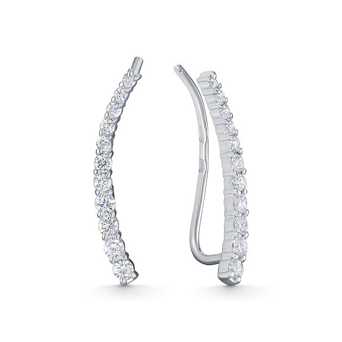 Серьги каффы Zlato,  серебро 925 проба, вставка фианит