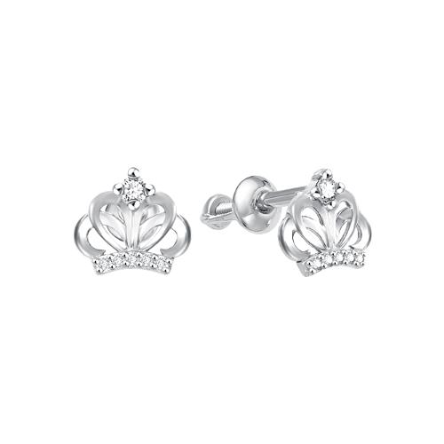 Серьги пусеты BIRYUZA,  серебро 925 проба, вставка цирконий (BIRYUZA, Россия)