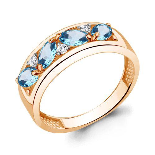 Кольцо декоративное Aquamarine, красное золото 585 проба, вставка фианит (Aquamarine, Россия)