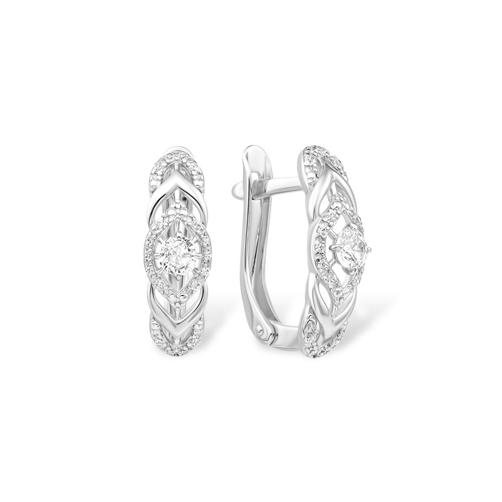 Серьги с английским замком 7 Карат, белое серебро 925 проба, вставка фианит (7 Карат, Беларусь)