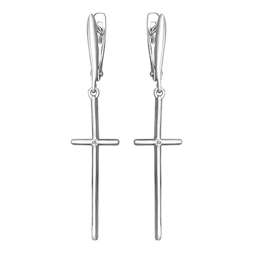 Серьги длинные BIRYUZA,  серебро 925 проба, вставка цирконий (BIRYUZA, Россия)
