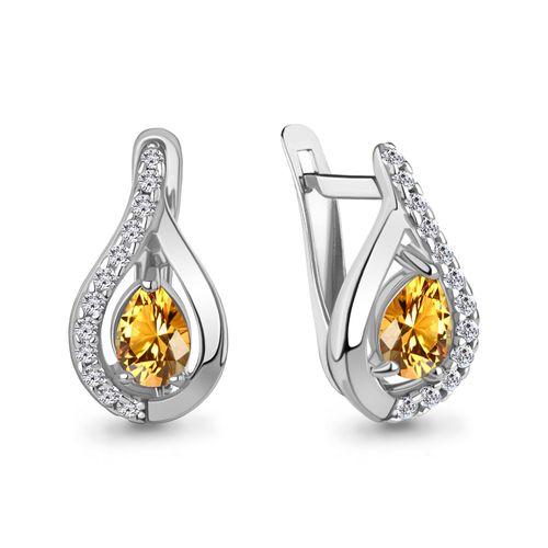 Серьги с английским замком Aquamarine,  серебро 925 проба, вставка фианит (Aquamarine, Россия)