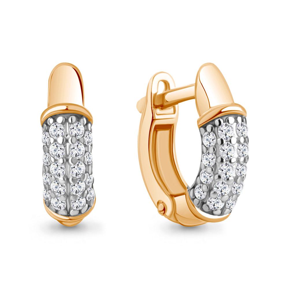 Серьги с английским замком Aquamarine, красное золото 585 проба, вставка бриллиант (Aquamarine, Россия)