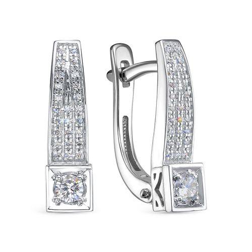 Серьги с английским замком Diamond Union, белое золото 585 проба, вставка бриллиант (Diamond Union, Россия)