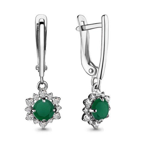 Серьги длинные Aquamarine,  серебро 925 проба, вставка фианит (Aquamarine, Россия)