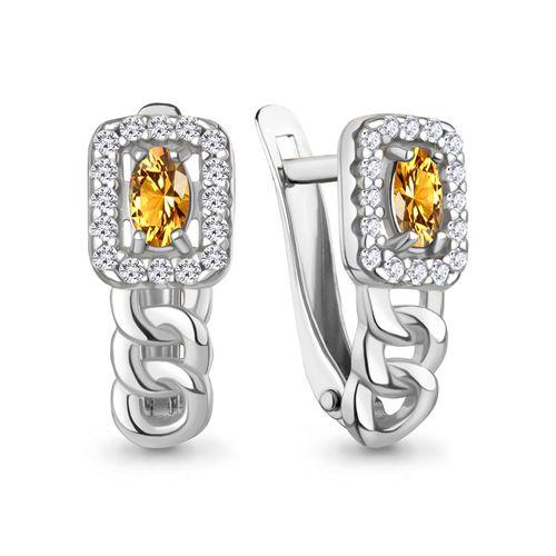 Серьги с английским замком Aquamarine,  серебро 925 проба, вставка фианит (Aquamarine, Россия)