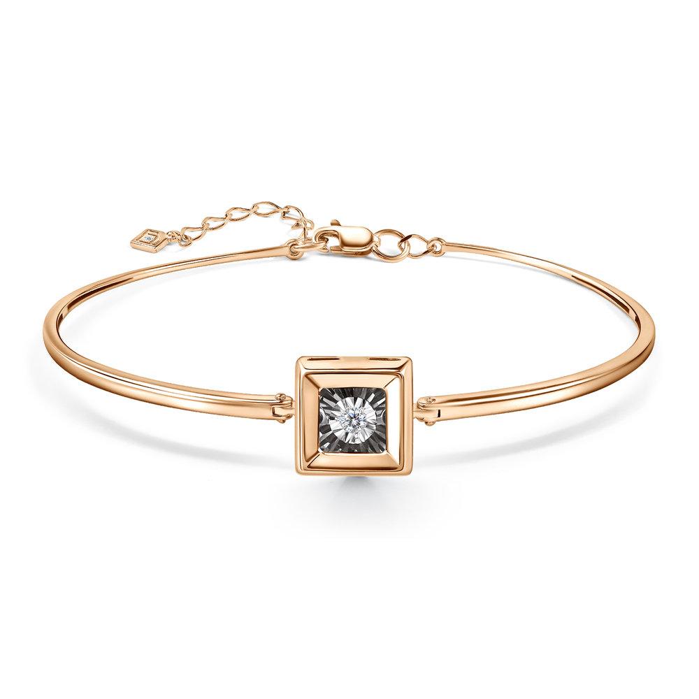 Браслет жесткий Grigoriev, красное золото 585 проба, вставка бриллиант